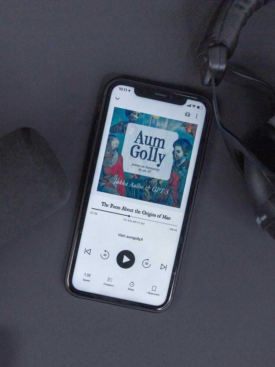 Audio book being played on an iPhone