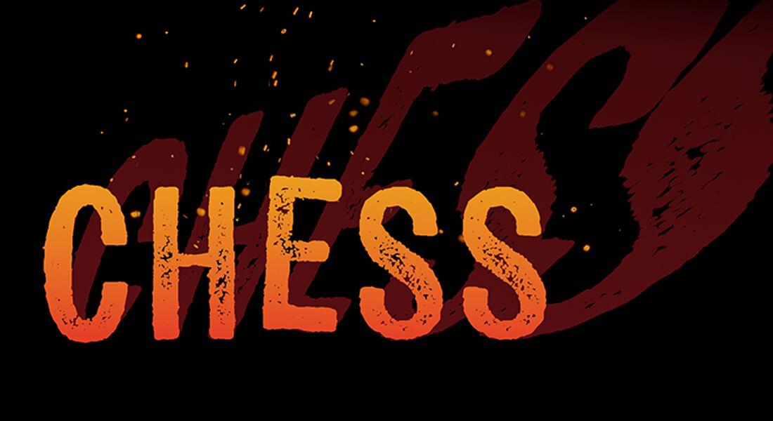 "chess" written as if on fire